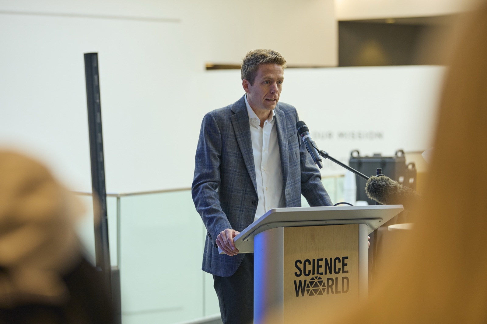 Launch event — Science World podium